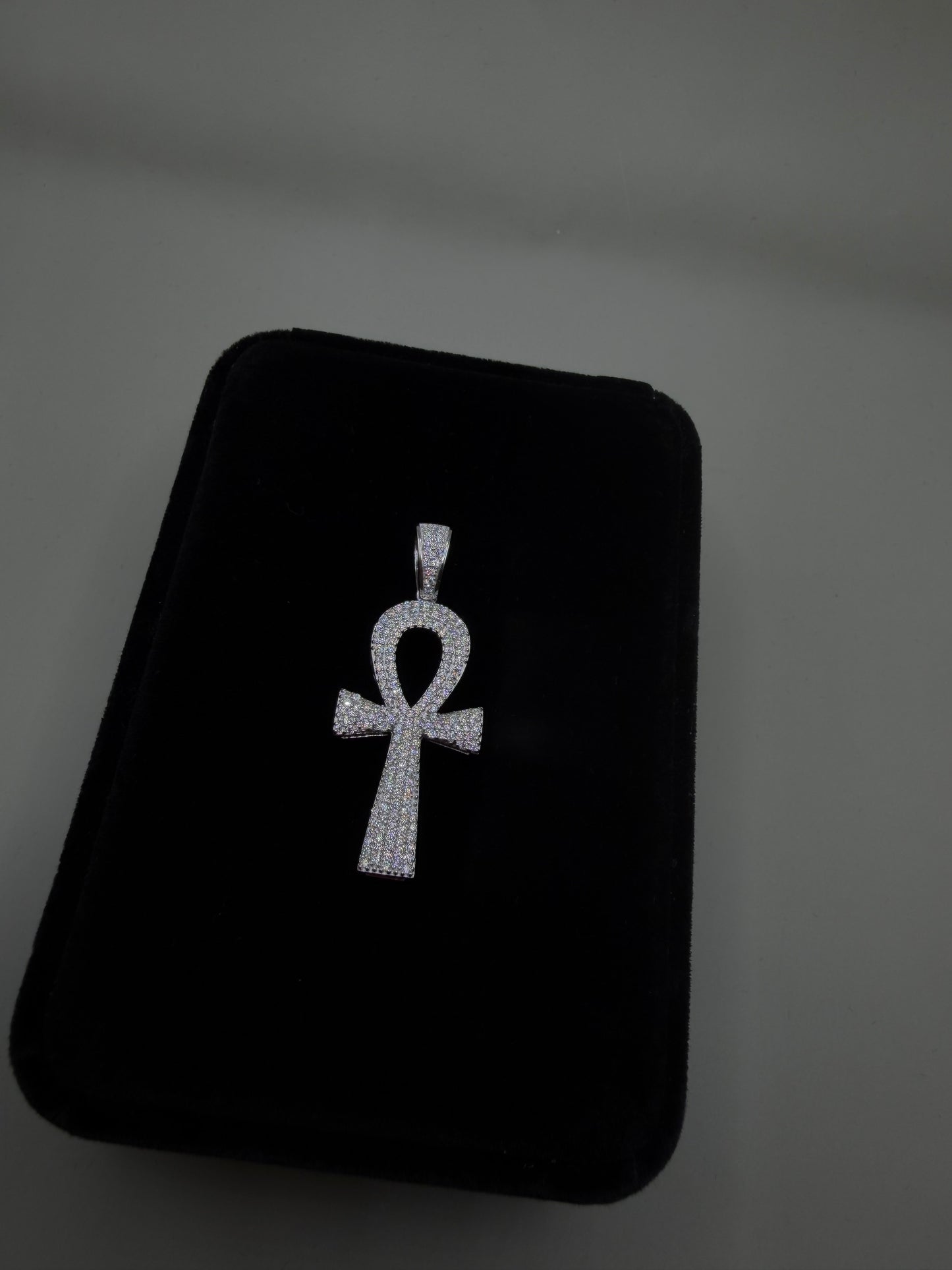 Ankh Moissanite Pendant – 925 Sterling Silver | 0.87 CTW | Iced Cross of Life