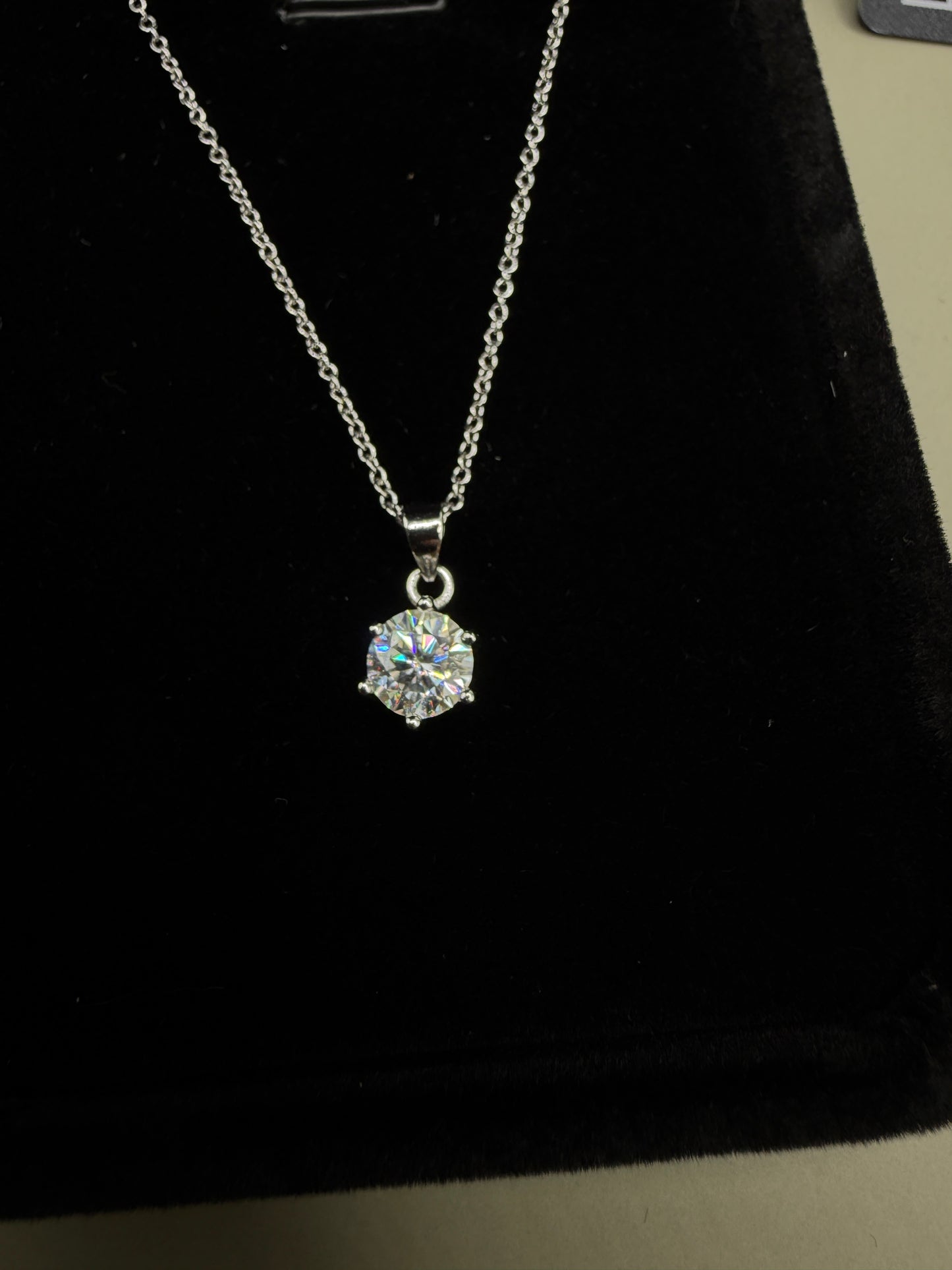 1ct D Color Moissanite Solitaire Pendant Necklace – GRA Certified | Round Brilliant | 925 Sterling Silver