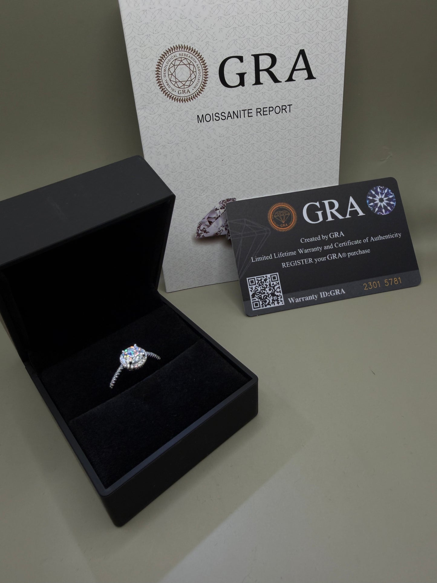 1.0CT Halo Moissanite Ring – 925 Sterling Silver, Round Brilliant D Color, Adjustable, GRA Certified