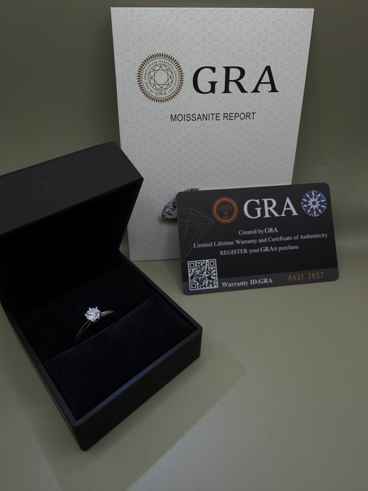 925 Sterling Silver Moissanite Ring (0.5CT Round Brilliant, D Color) – Adjustable Size, GRA Certified