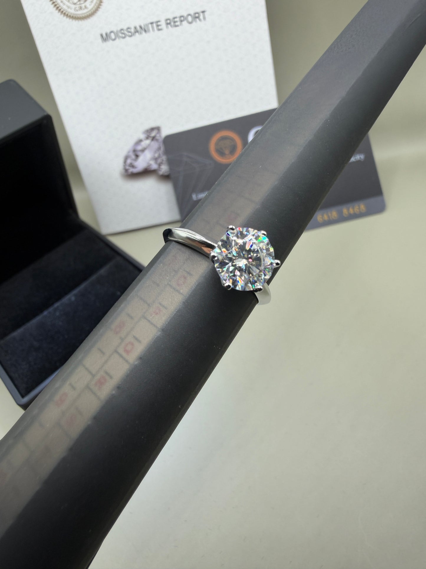 2.0CT Moissanite Ring – 925 Sterling Silver, Round Brilliant D Color, Adjustable Size, GRA Certified