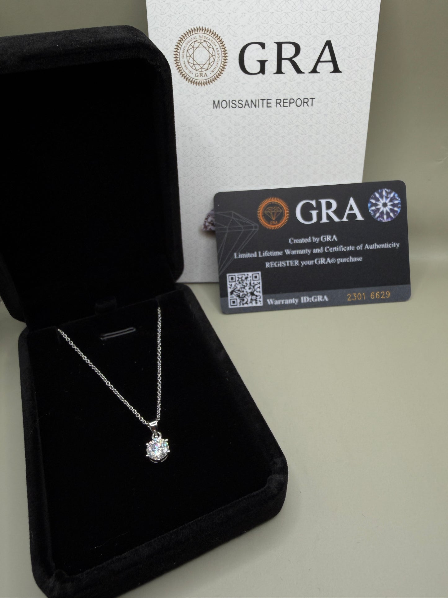 1ct D Color Moissanite Solitaire Pendant Necklace – GRA Certified | Round Brilliant | 925 Sterling Silver