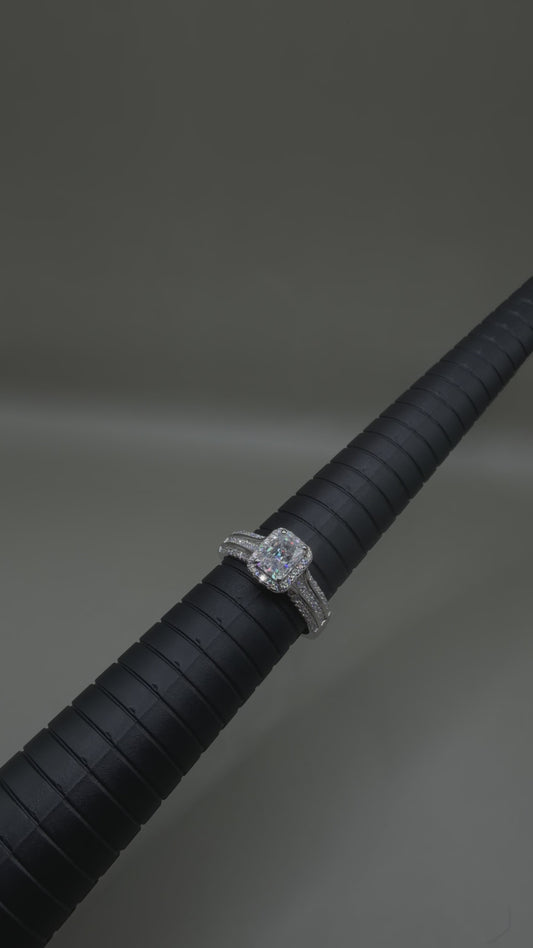1.44CT Moissanite Halo Ring Set – 925 Sterling Silver VVS D Color (Size 9)
