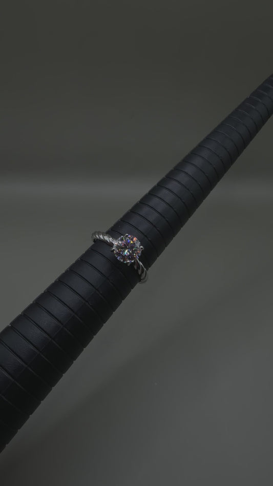 2.00CT Moissanite Twisted Band Ring – 925 Sterling Silver VVS D Color (Size 10)