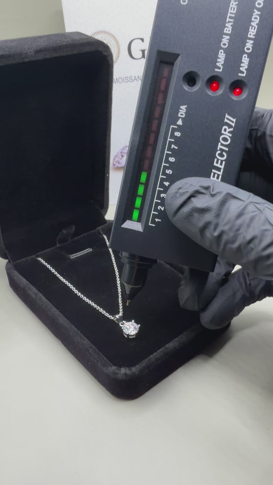1ct D Color Moissanite Solitaire Pendant Necklace – GRA Certified | Round Brilliant | 925 Sterling Silver