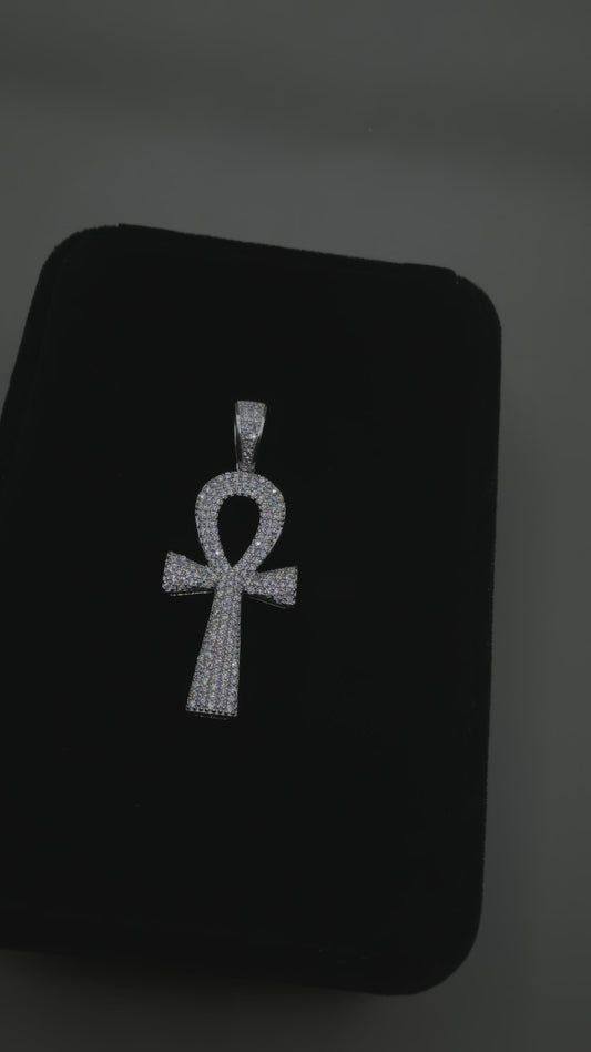 Ankh Moissanite Pendant – 925 Sterling Silver | 0.87 CTW | Iced Cross of Life